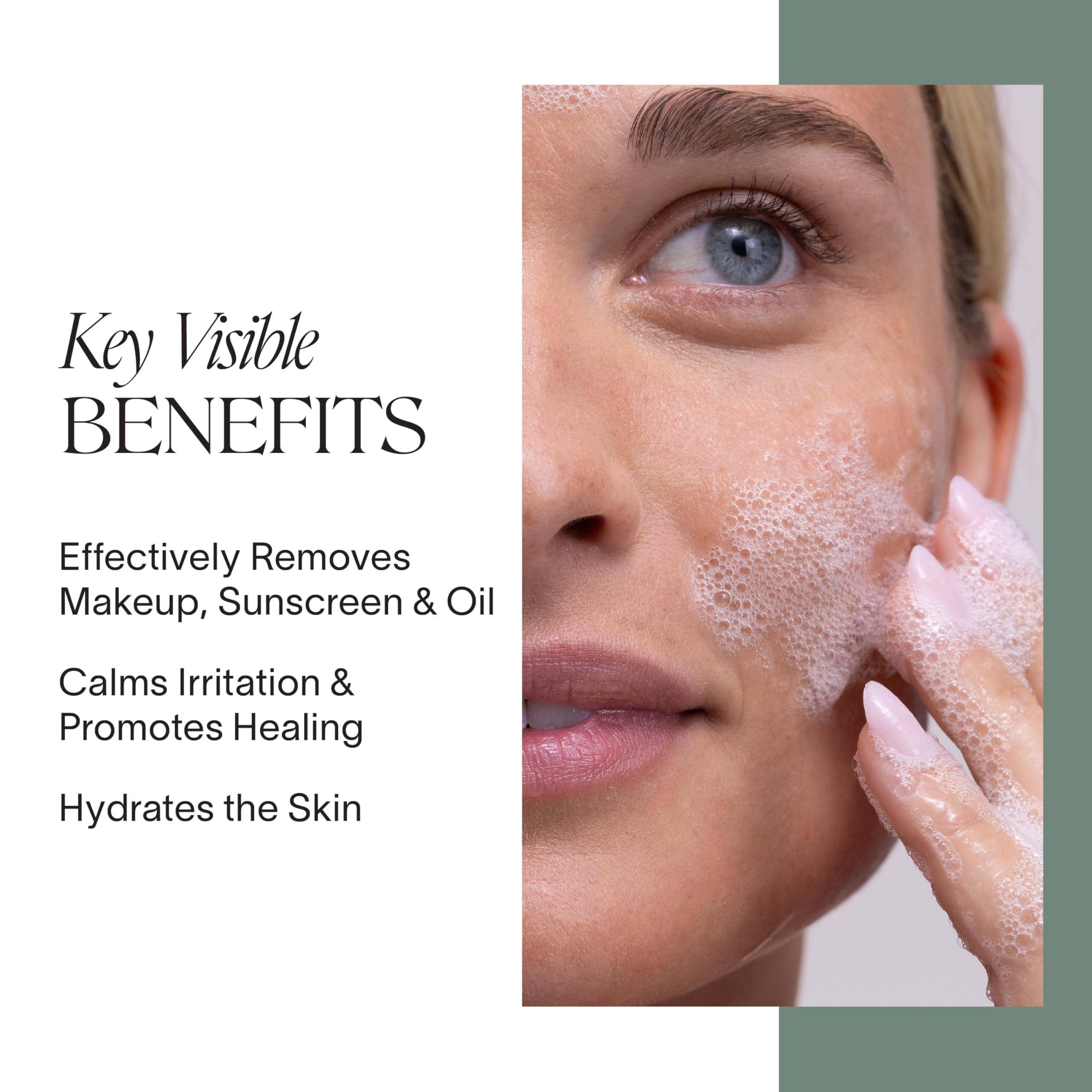 Close-up of mild foam to highlight gentle cleansing for sensitive skin with Doctor Rogers Restore.