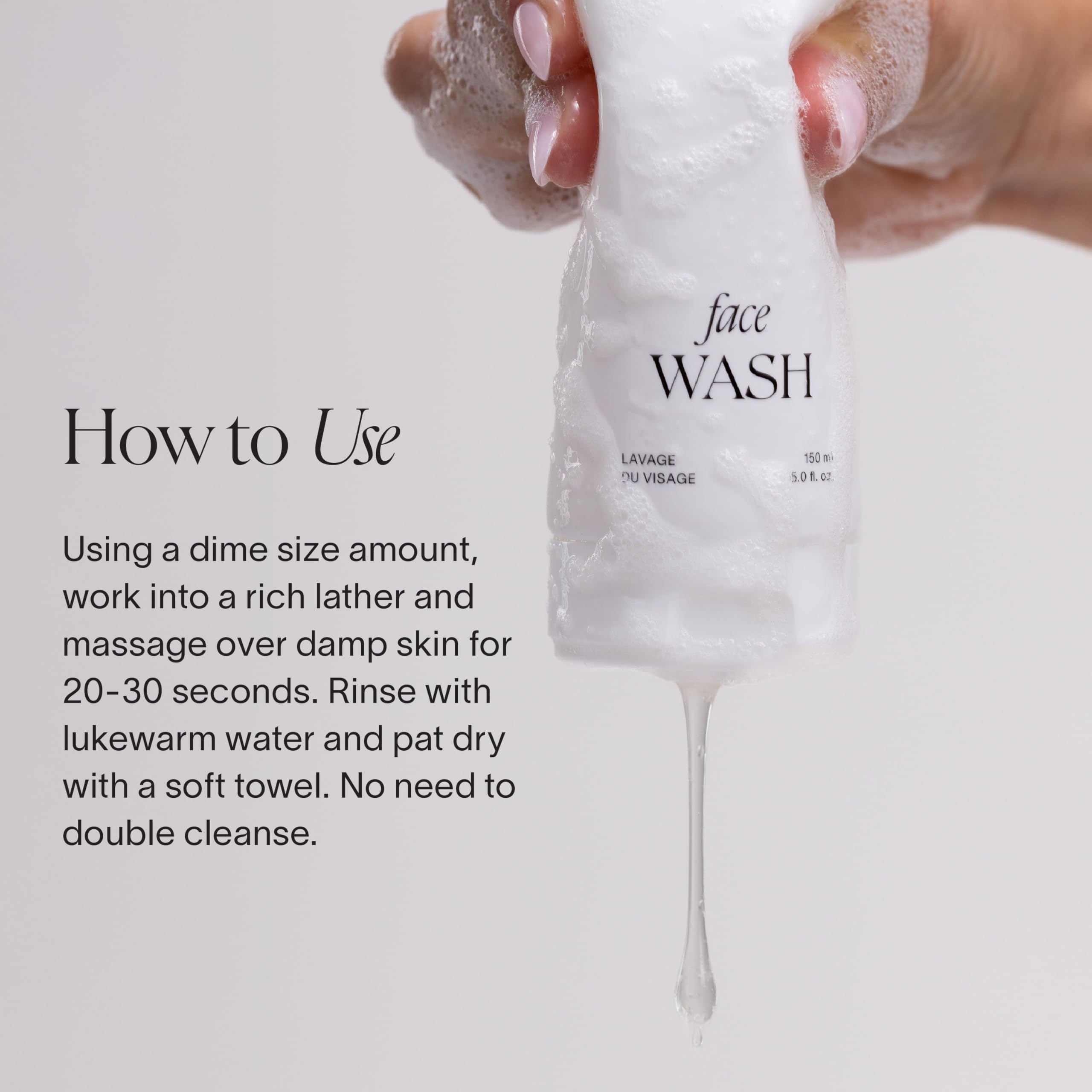 Pump dispensing on Doctor Rogers Restore face wash for easy daily use.