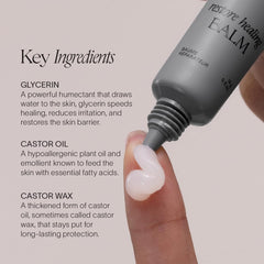 Doctor Rogers Restore Healing Balm on irritated skin area, comforting touch demonstrated.