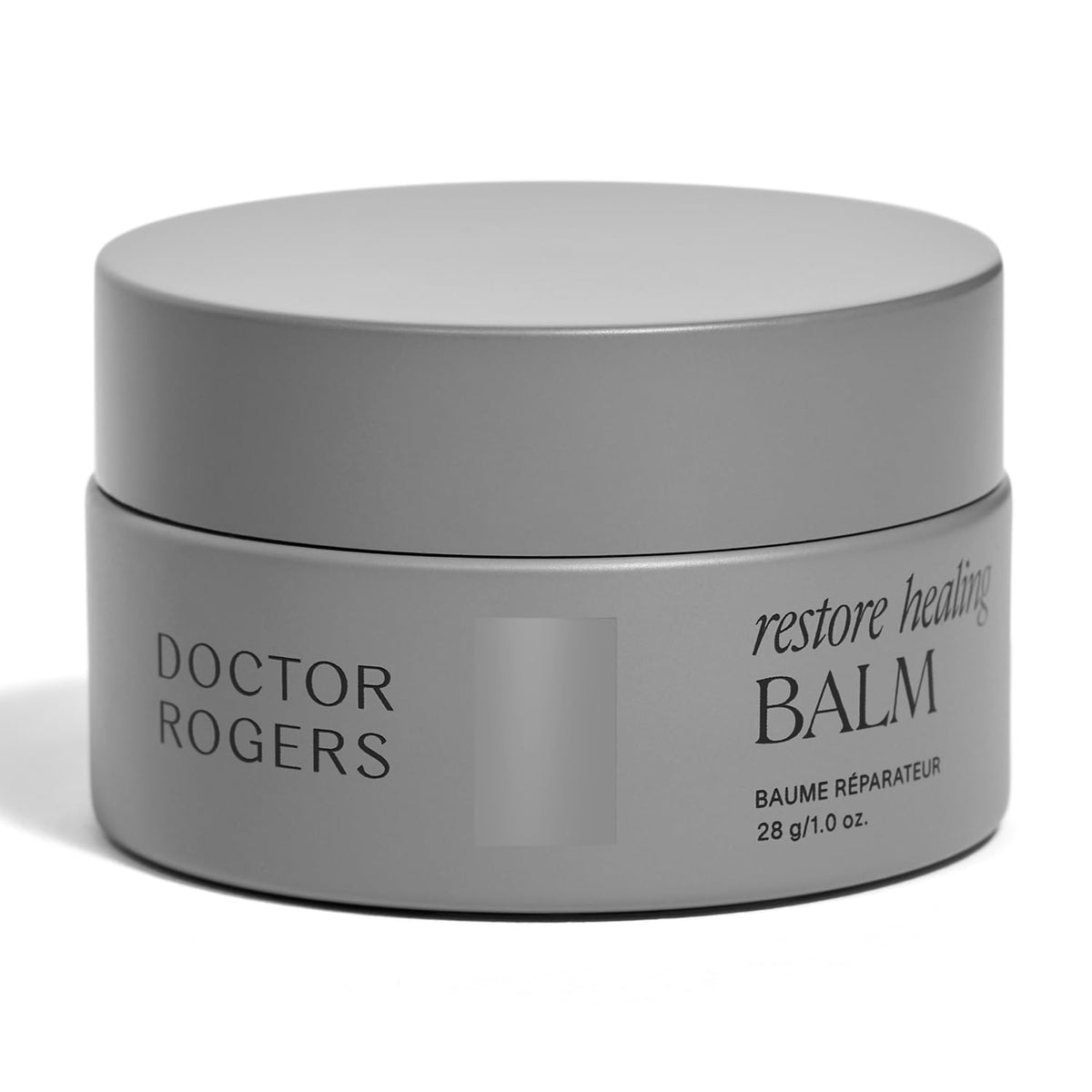 Doctor Rogers Restore Healing Balm jar front view, compact 1 oz for on-the-go care.