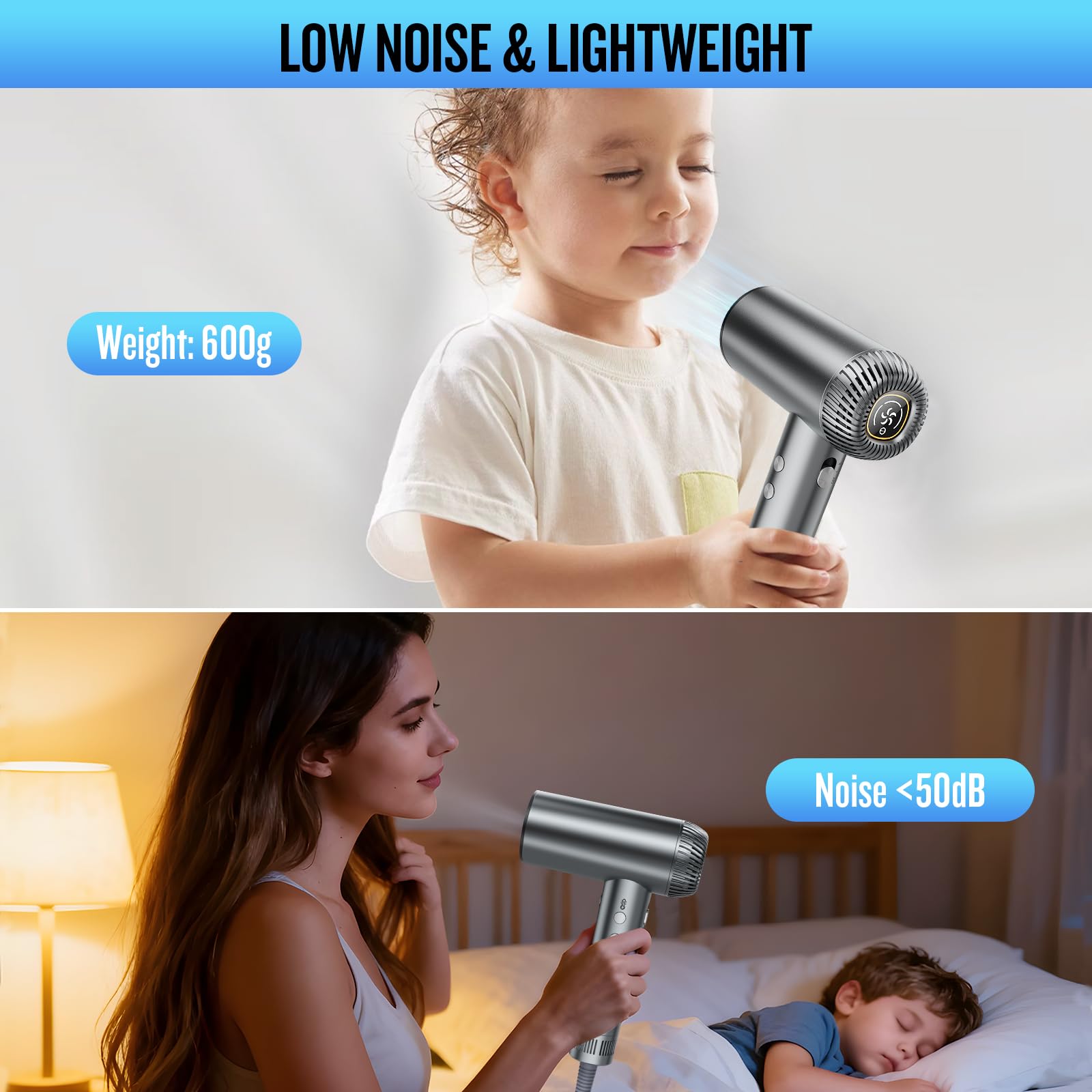 DOFOU hair dryer ionic care system delivers moisture-locking negative ions for smoother hair