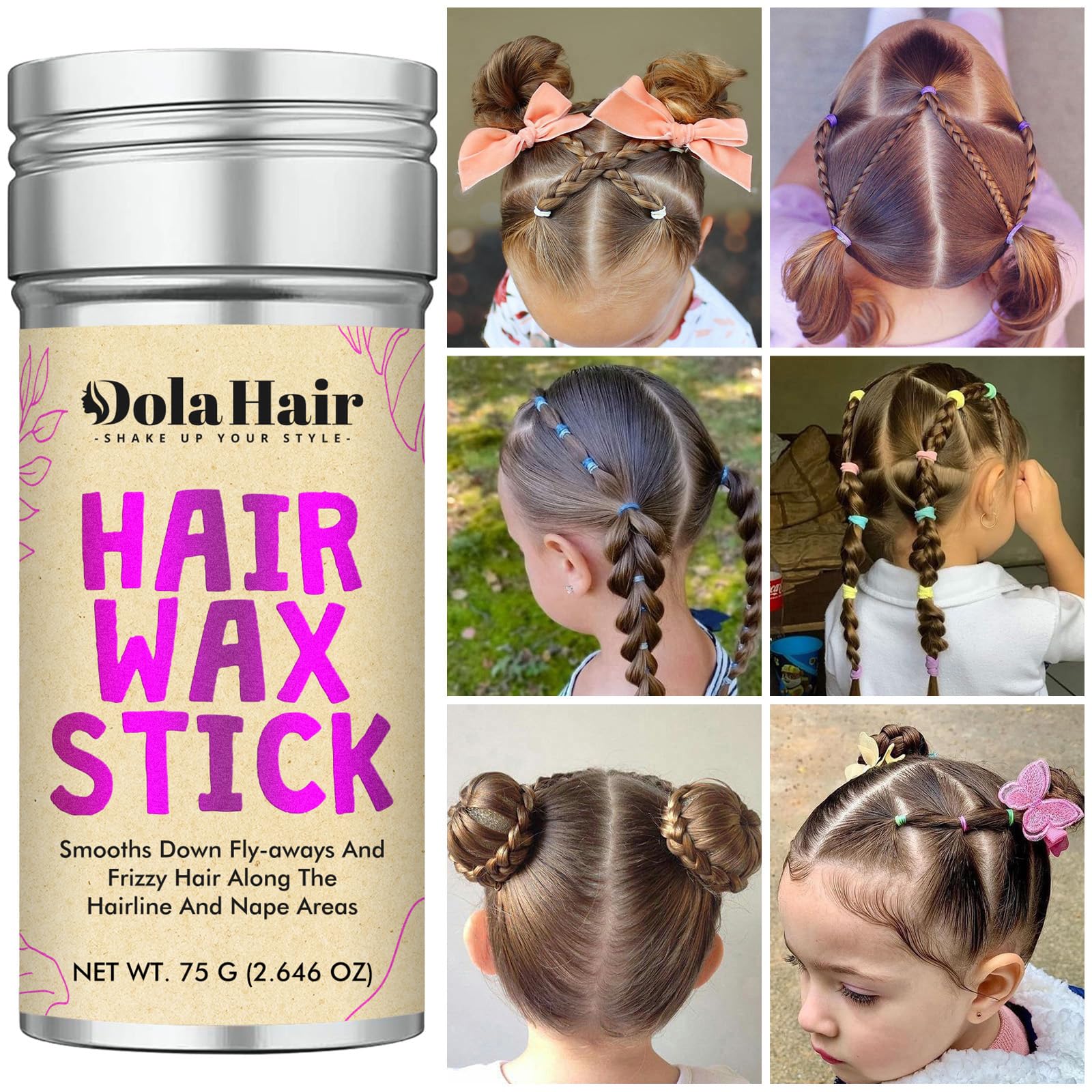 Dolahair wax stick all-hair-types: suitable for straight and curly textures.