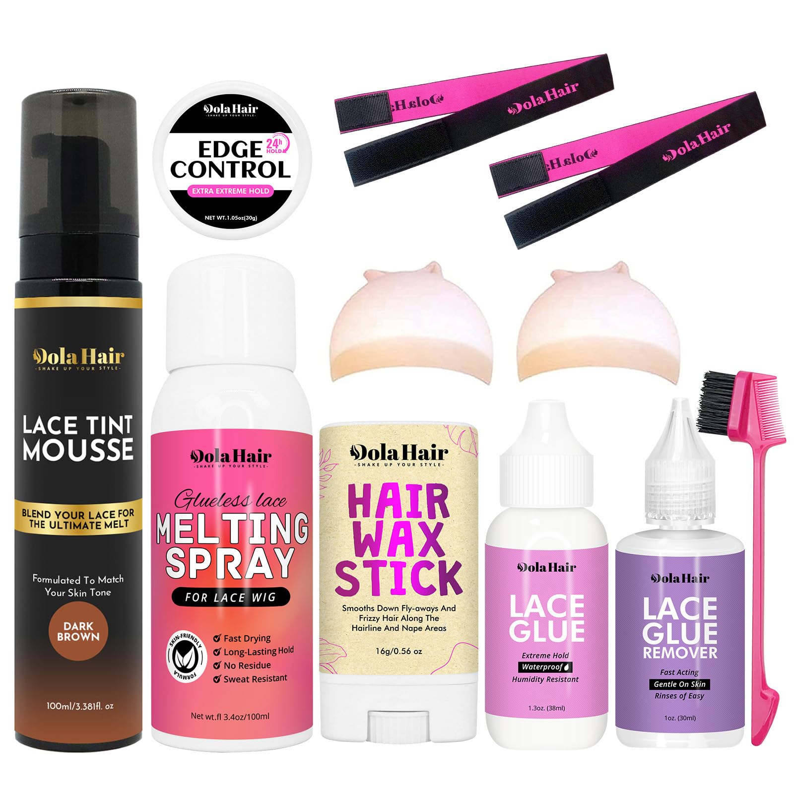 Dolahair lace glue kit full set ready for convenient wig installation.