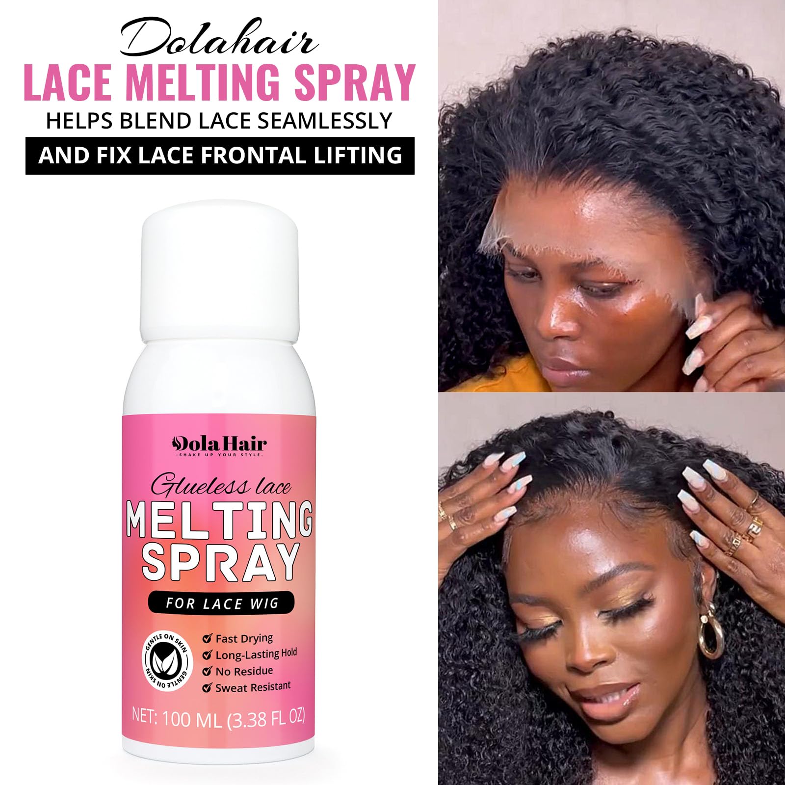 Dolahair lace tint mousse close-up showing natural lace blend.
