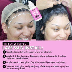 Dolahair lace glue remover bottle highlights simple removal after wear.
