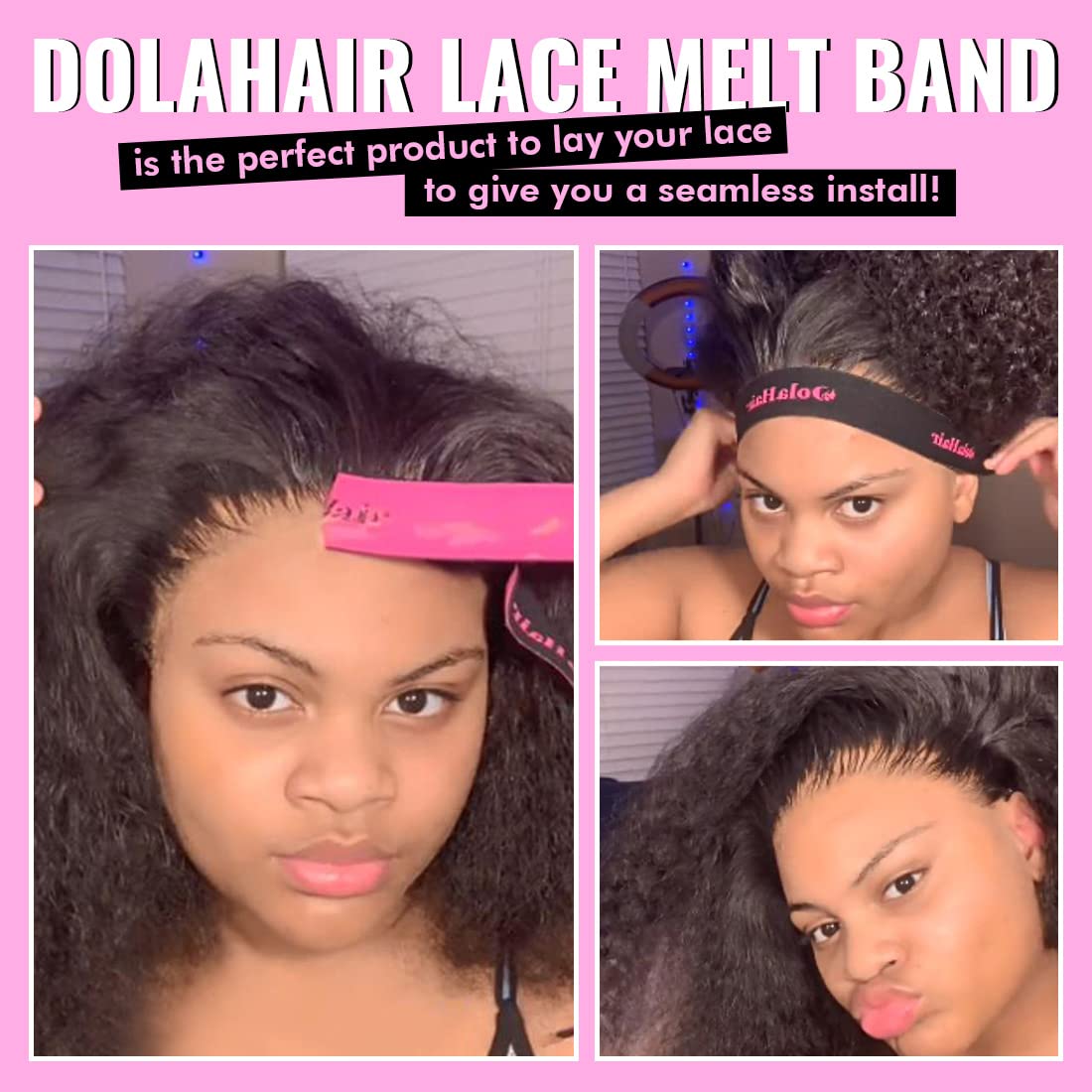 Dolahair install kit opened, ready for quick lace-front wig setup.