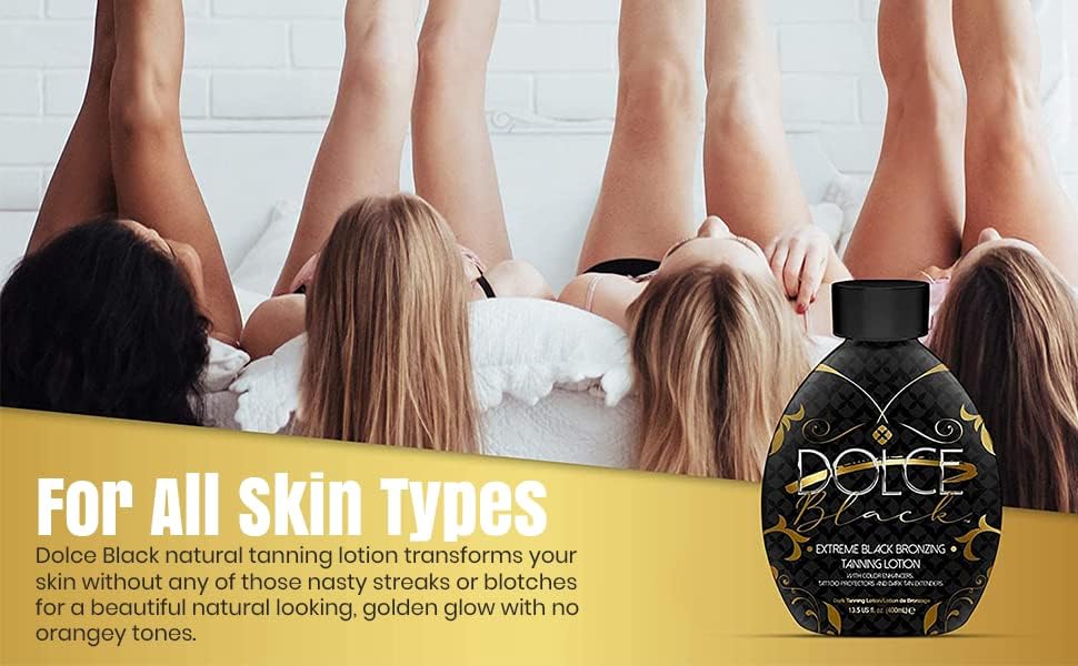 Dolce Black bronzer lotion uses natural ingredients to moisturize and hydrate skin.
