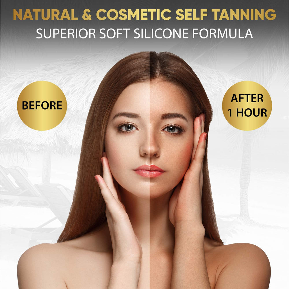 Dolce Black bronzer lotion demonstrates quick-dry texture that develops a bronze in about two hours.