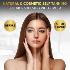 Dolce Black bronzer lotion demonstrates quick-dry texture that develops a bronze in about two hours.