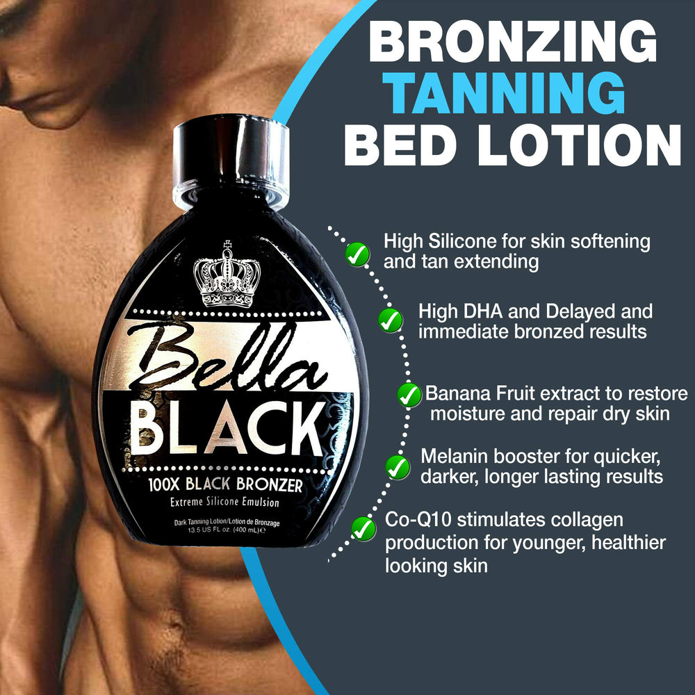 Bella Black 100X banana extract and silicone provide smoother, hydrated skin.