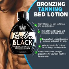 Bella Black 100X banana extract and silicone provide smoother, hydrated skin.