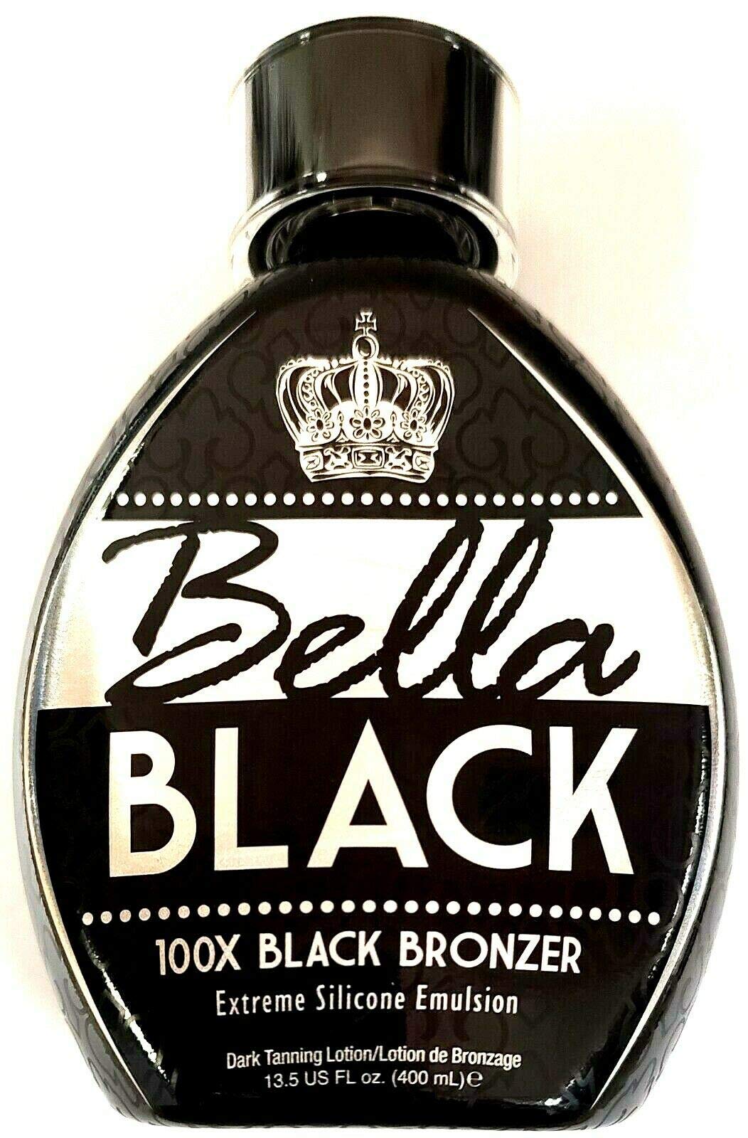 Bella Black 100X bottle front view for premium indoor tanning.
