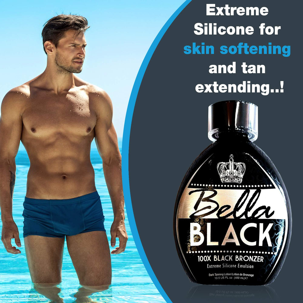 Bella Black 100X indoor tanning session with smooth application.