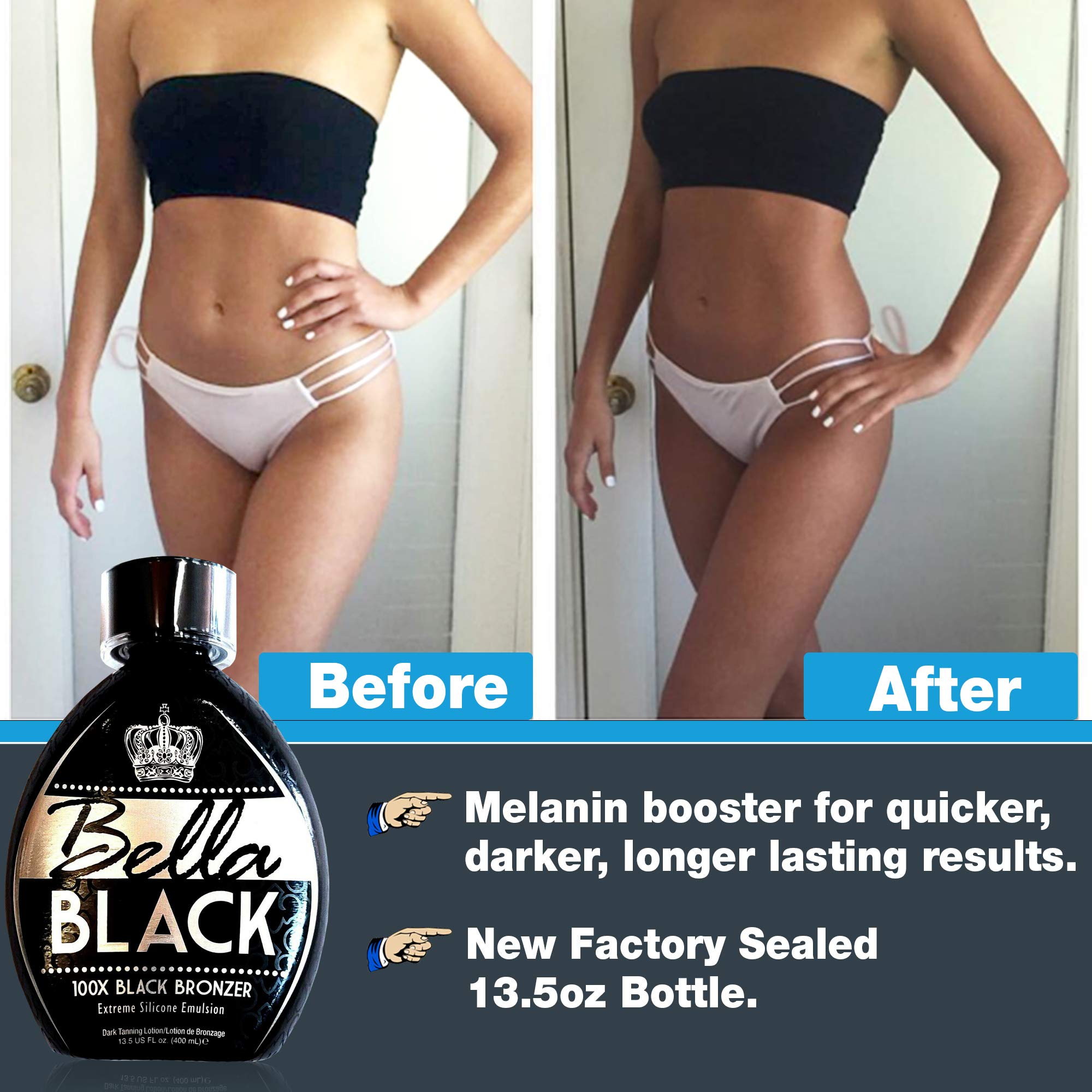 Bella Black 100X lotion texture ready for even application.