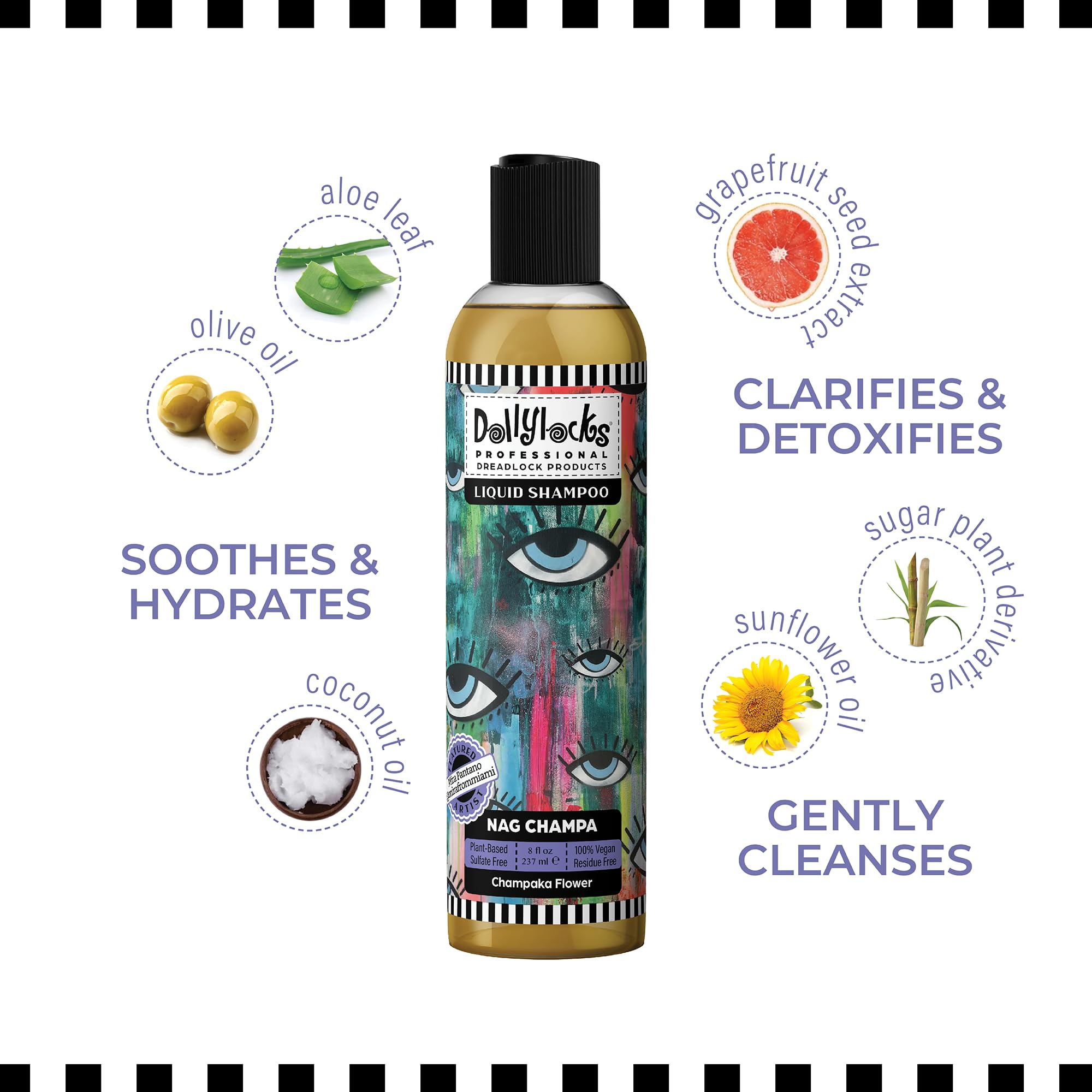 Dollylocks Nag Champa scent enhances cleansing ritual for locs.