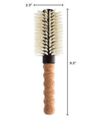 Dom Dom anti-static round brush detangles and smooths hair for frizz-free volume.