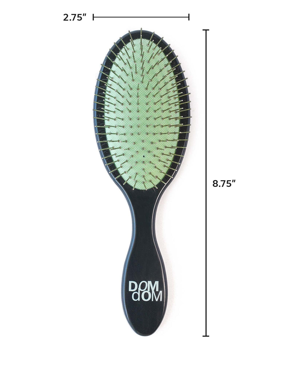 Dom Dom detangling brush with solid metal pins, gentle knot release without pulling.