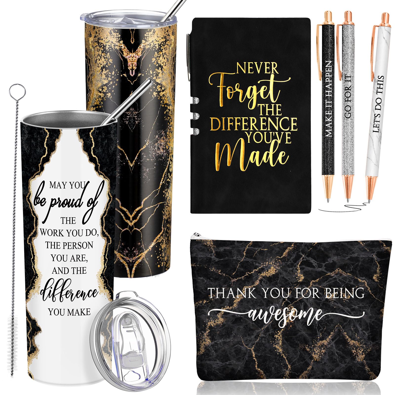 Domensi 20 oz marble tumbler with double-wall insulation keeps drinks cold or hot