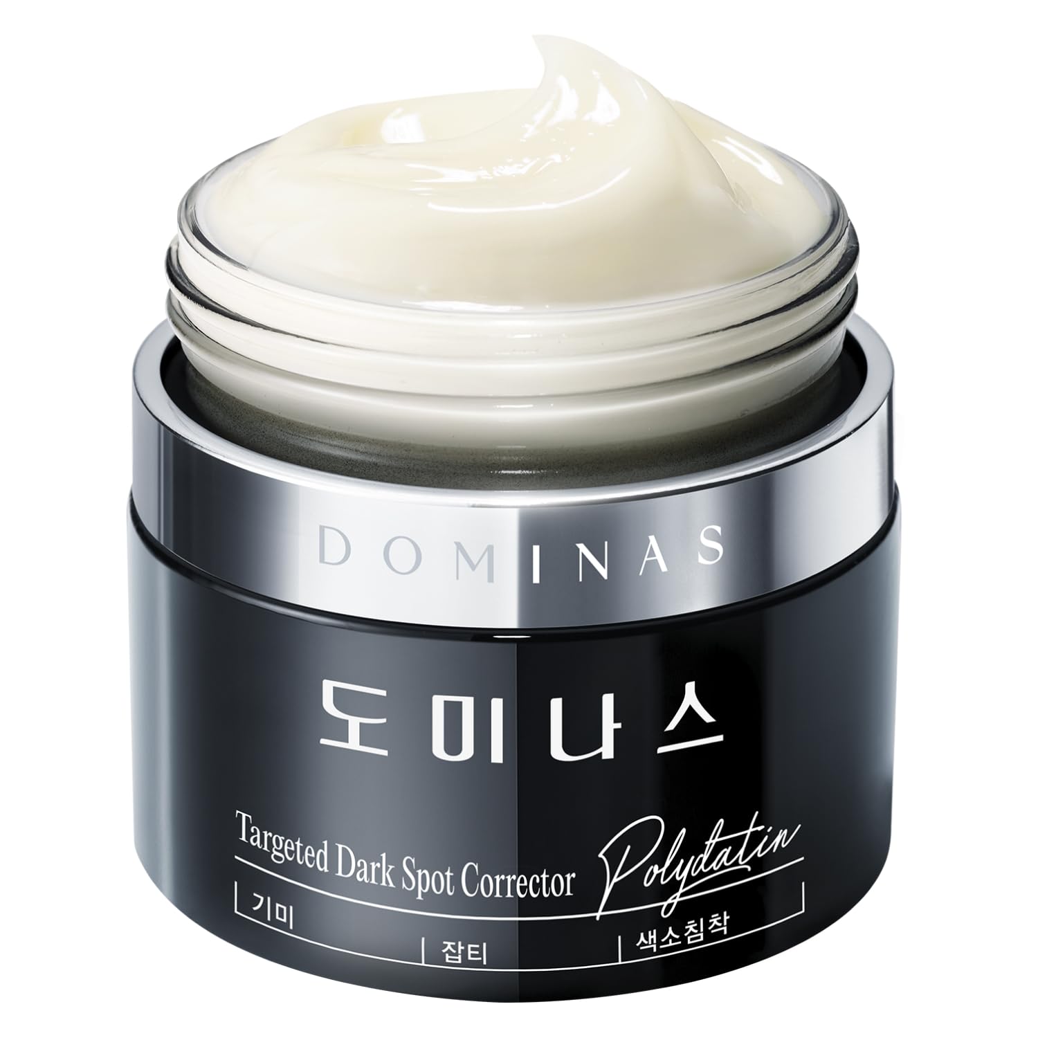 DOMINAS Dark Spot Corrector Cream jar closeup showing rich texture for even skin tone.