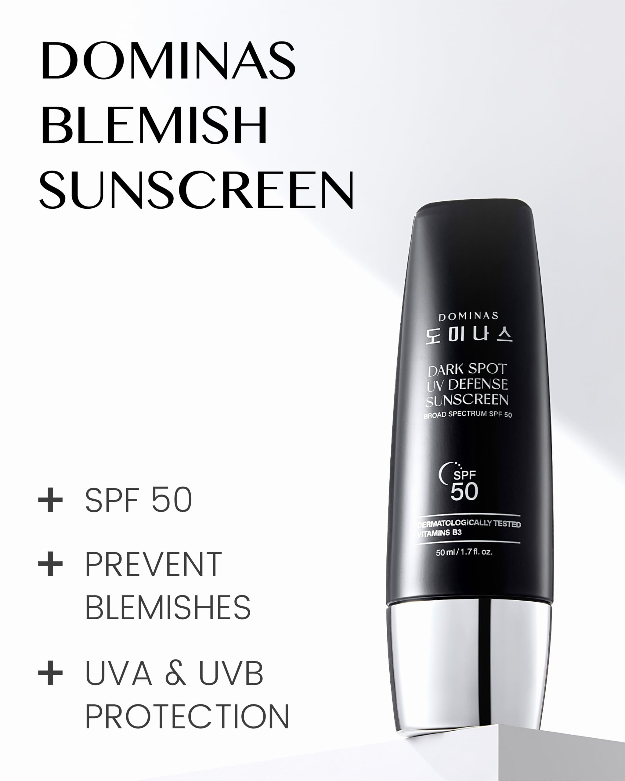 Dominas Tone-Up Sunscreen application on the face showing smooth, even spread.
