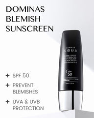 Dominas Tone-Up Sunscreen application on the face showing smooth, even spread.