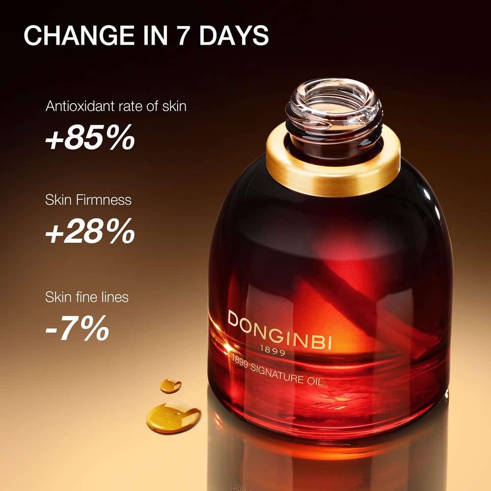 Donginbi 1899 Signature Oil drop highlights concentrated ginseng benefits.