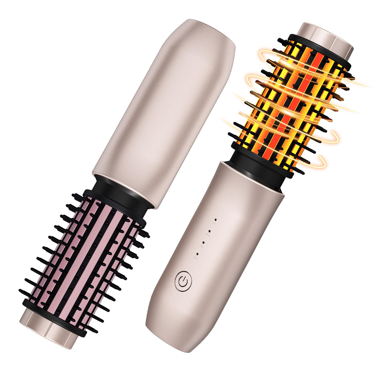 Dongxw cordless hair curling brush 3in1 closeup highlights quick heat for versatile styling.