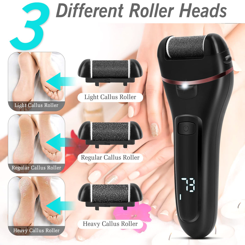 Dongyin callus remover with different roller heads for tailored exfoliation.
