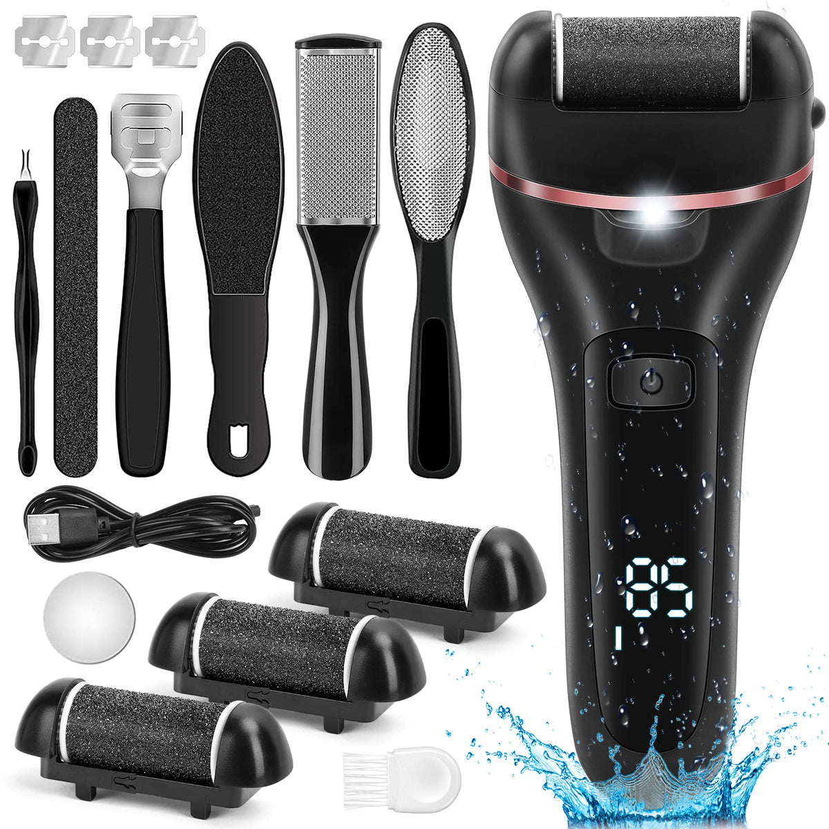 Dongyin electric callus remover front view showing cordless design for quick foot care.