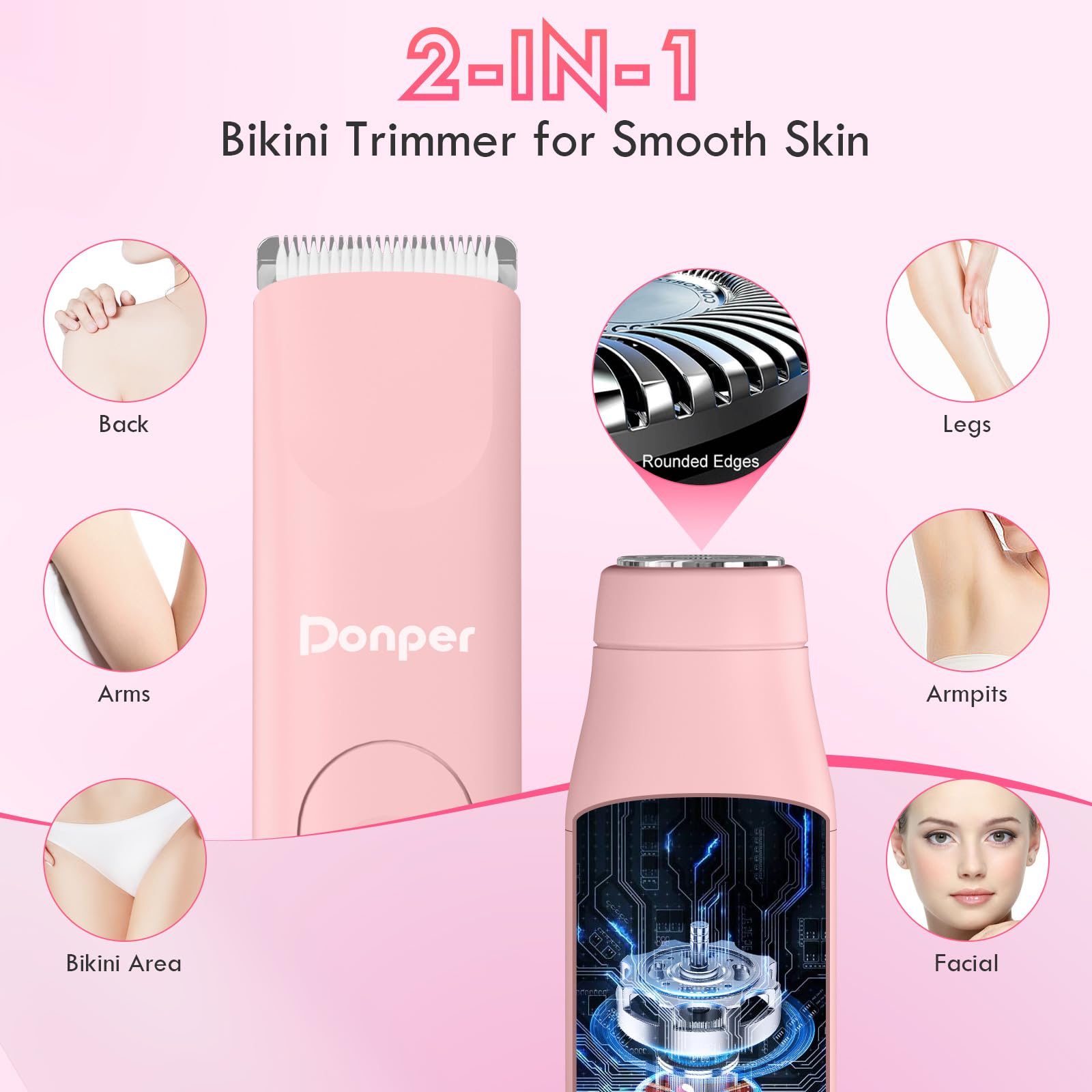 Donper Bikini Trimmer hypoallergenic blades for gentle skin-friendly shaving.