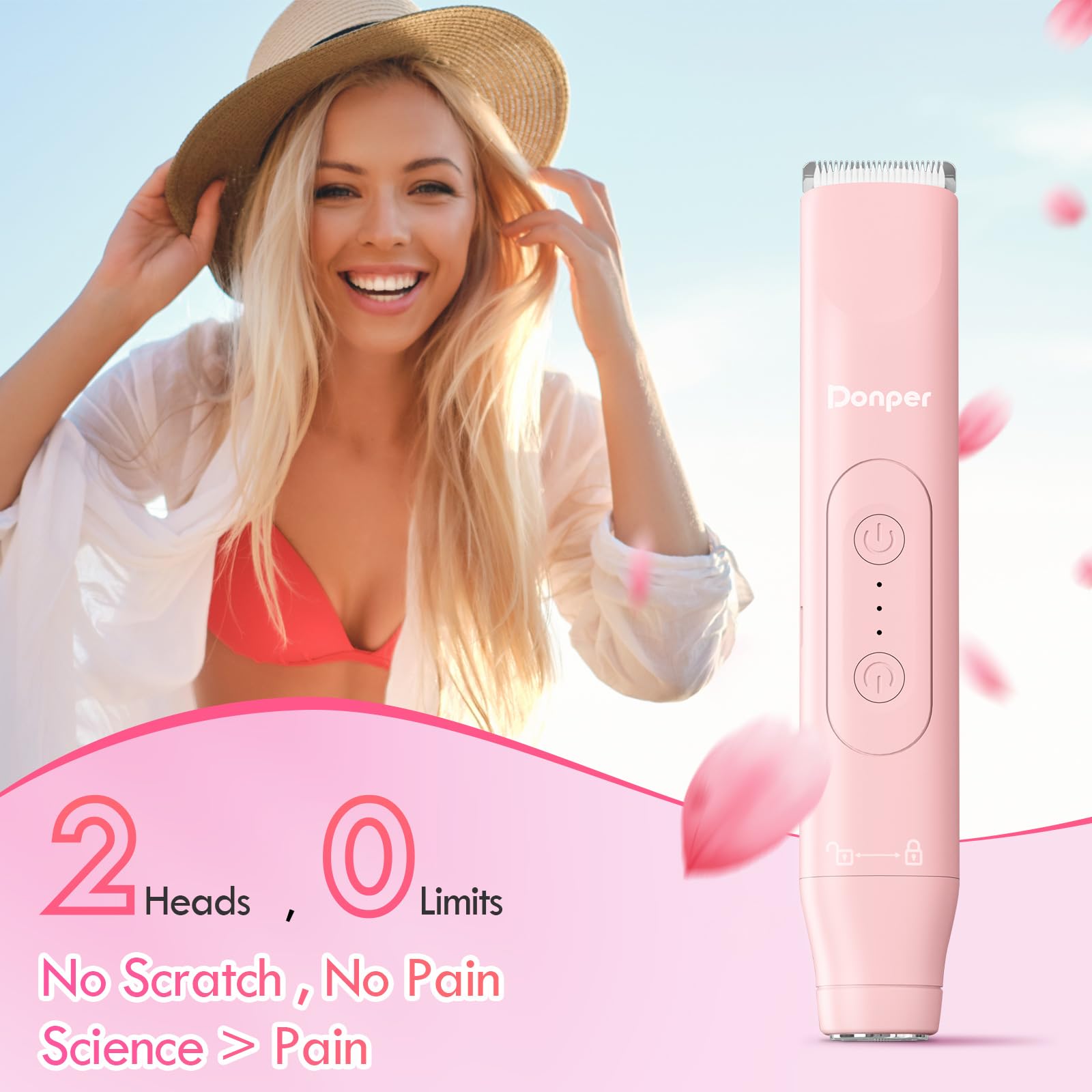 Donper Bikini Trimmer two-head switch enables easy area selection.