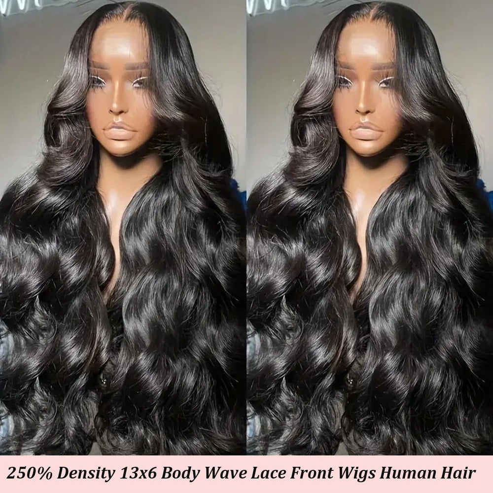 DONXUE body wave wig close-up with HD lace for natural scalp blending.