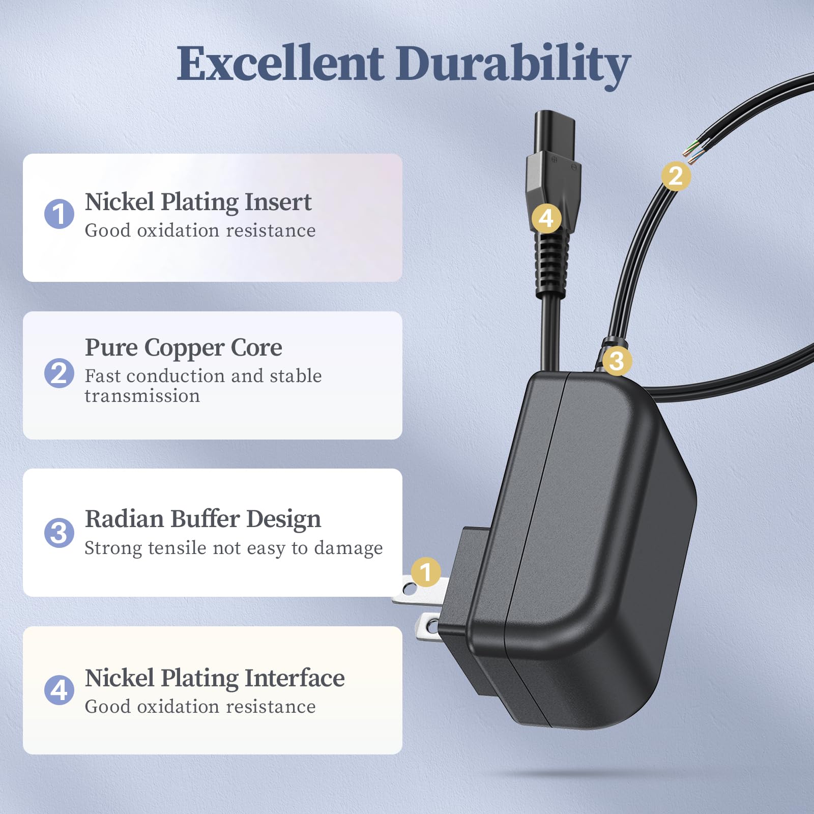 DONYOIE 5V charger for Beast cordless trimmer ensures steady charging during busy mornings.