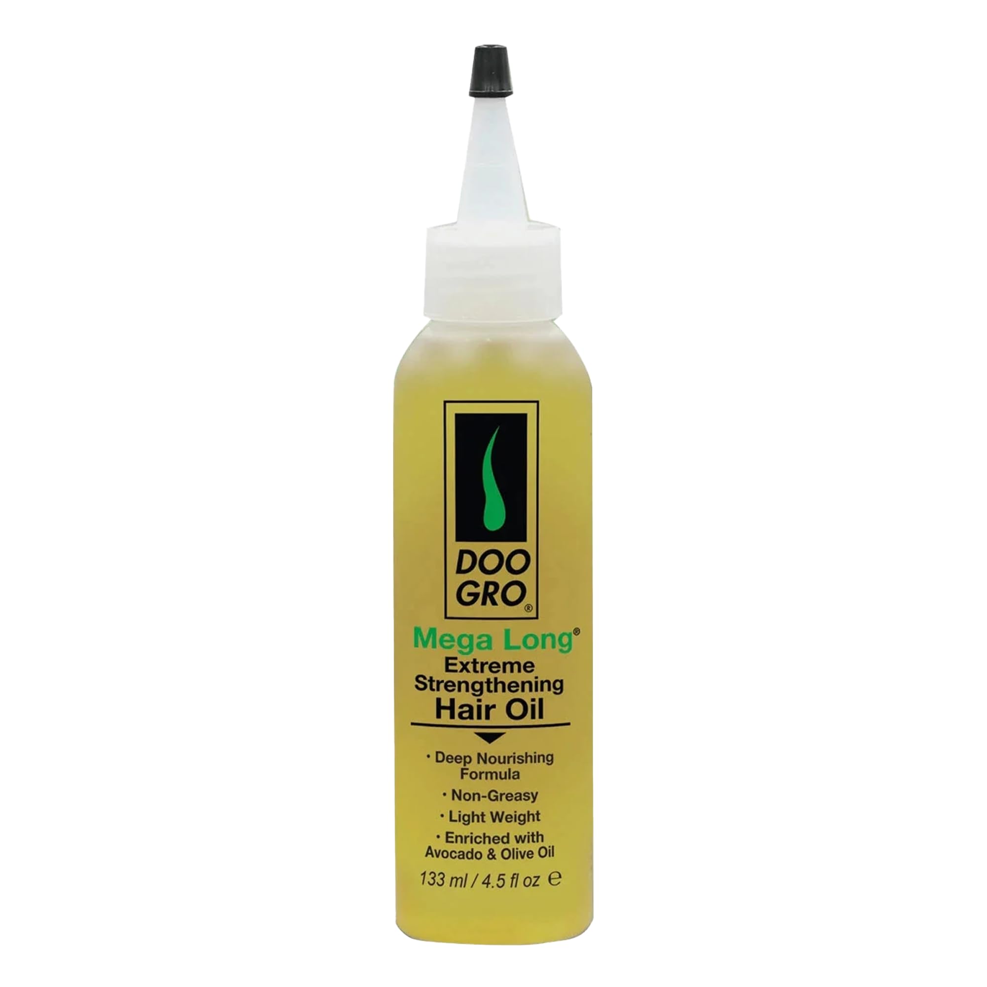Doo Gro Mega Long Oil bottle for lightweight nourishment and shine.