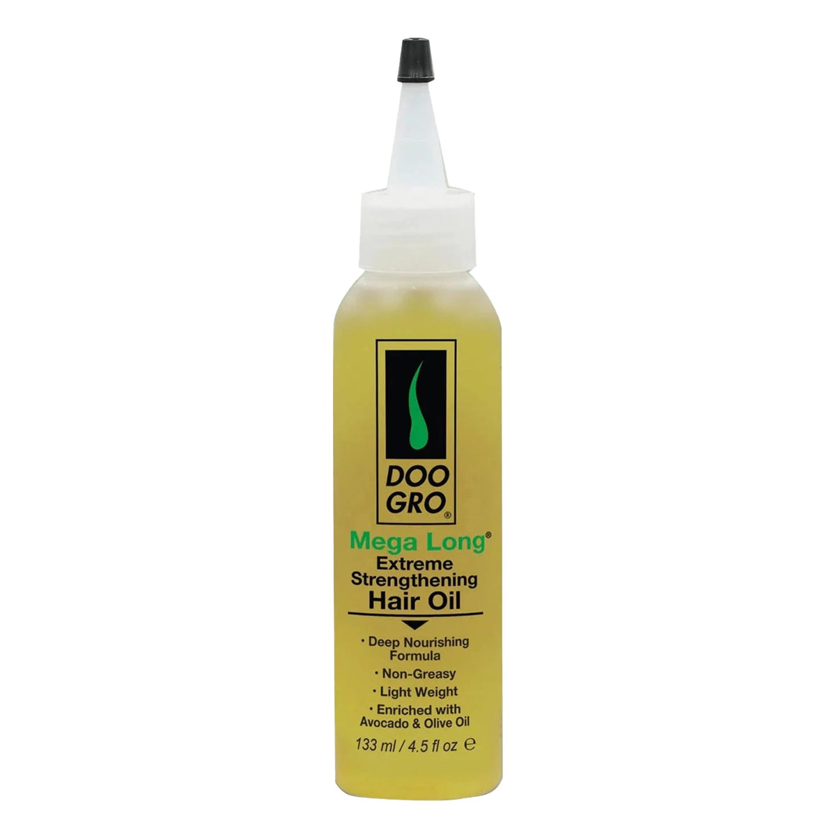 Doo Gro Mega Long Oil bottle for lightweight nourishment and shine.