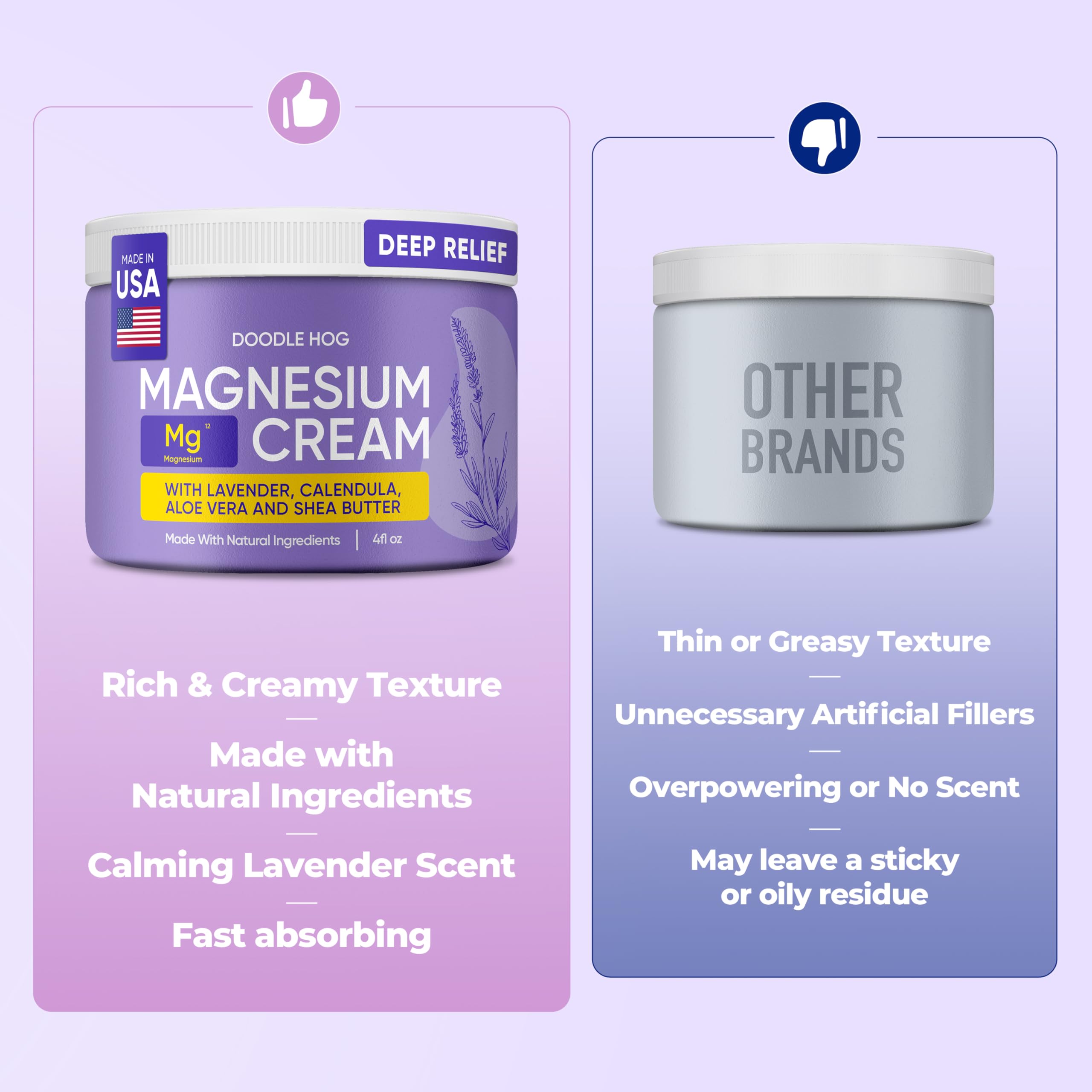 DOODLE HOG Lavender Magnesium Cream on a bedside table as part of a calming routine.