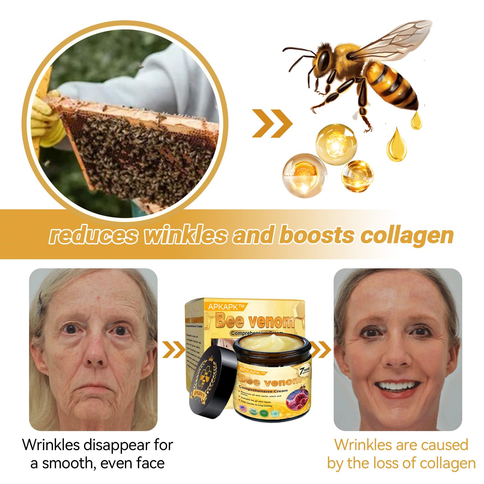 dooeka APKAPK Bee Venom Cream usage demonstration shows gentle massage technique