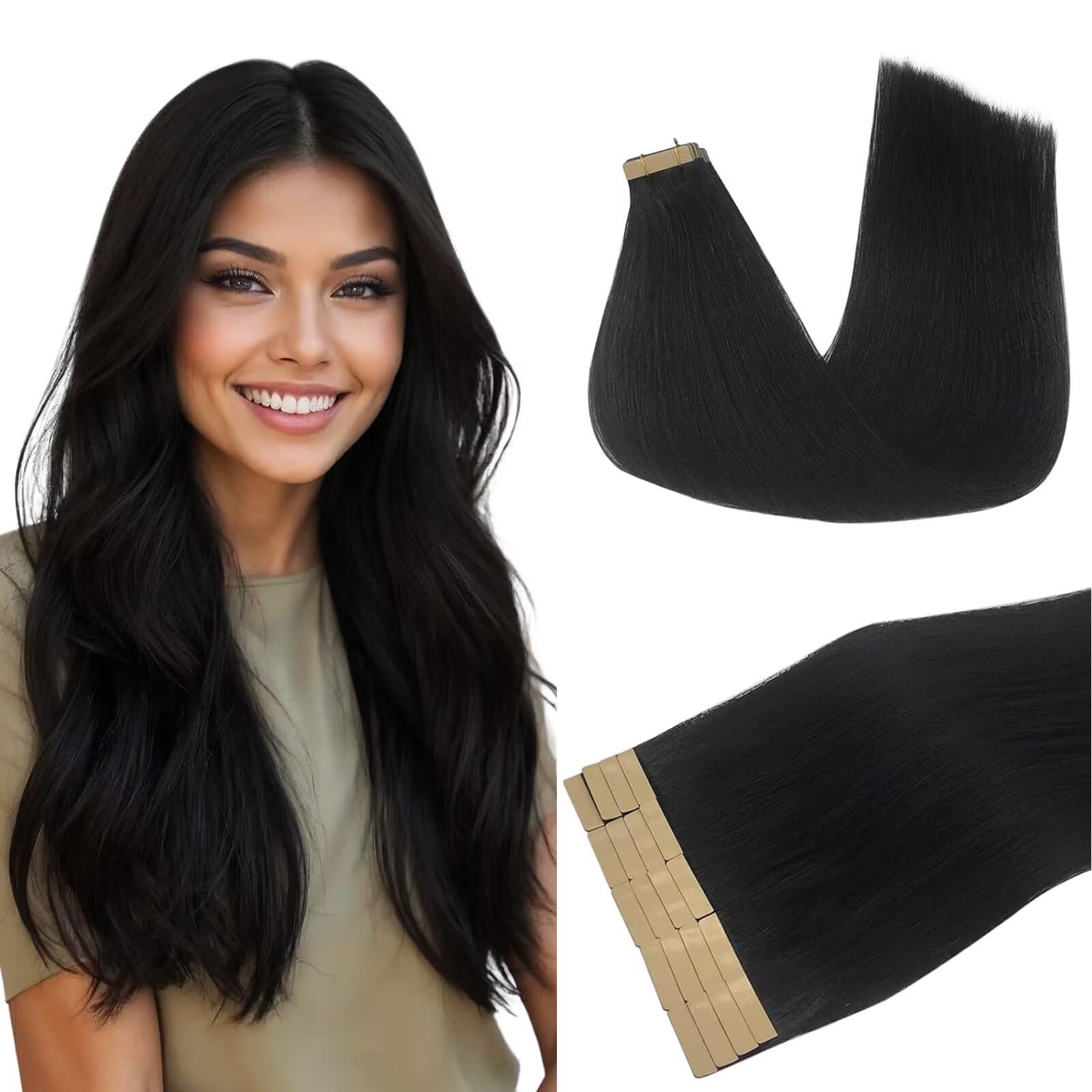 DOORES hair extensions jet black 20inch 50g 20pcs pack for natural fullness.