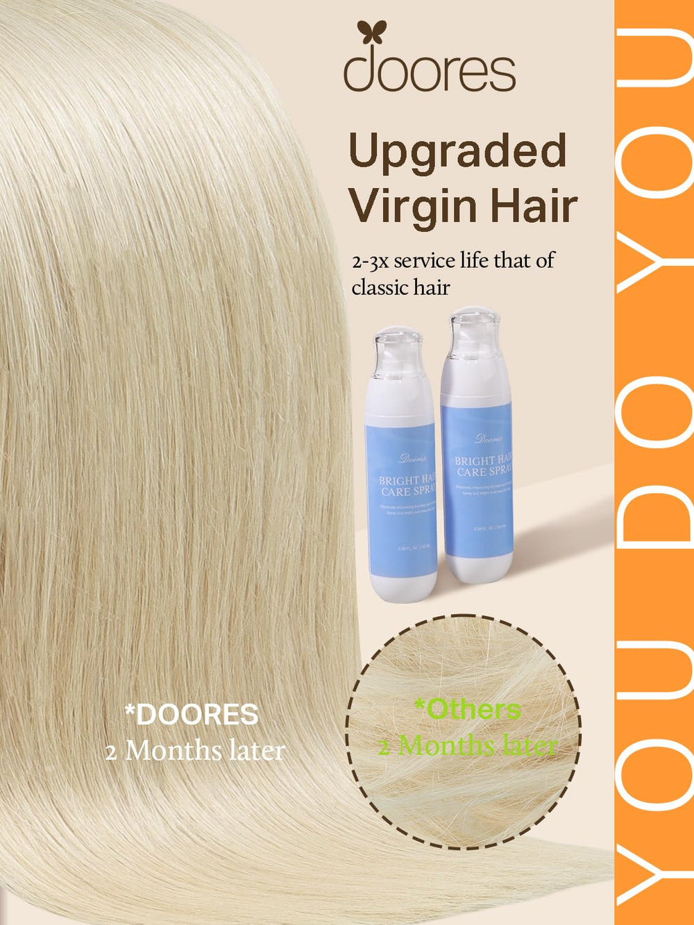DOORES Remy hair extensions with silky straight texture ready for styling