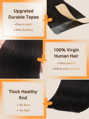 DOORES tape-in extensions with transparent adhesive for discreet secure wear.