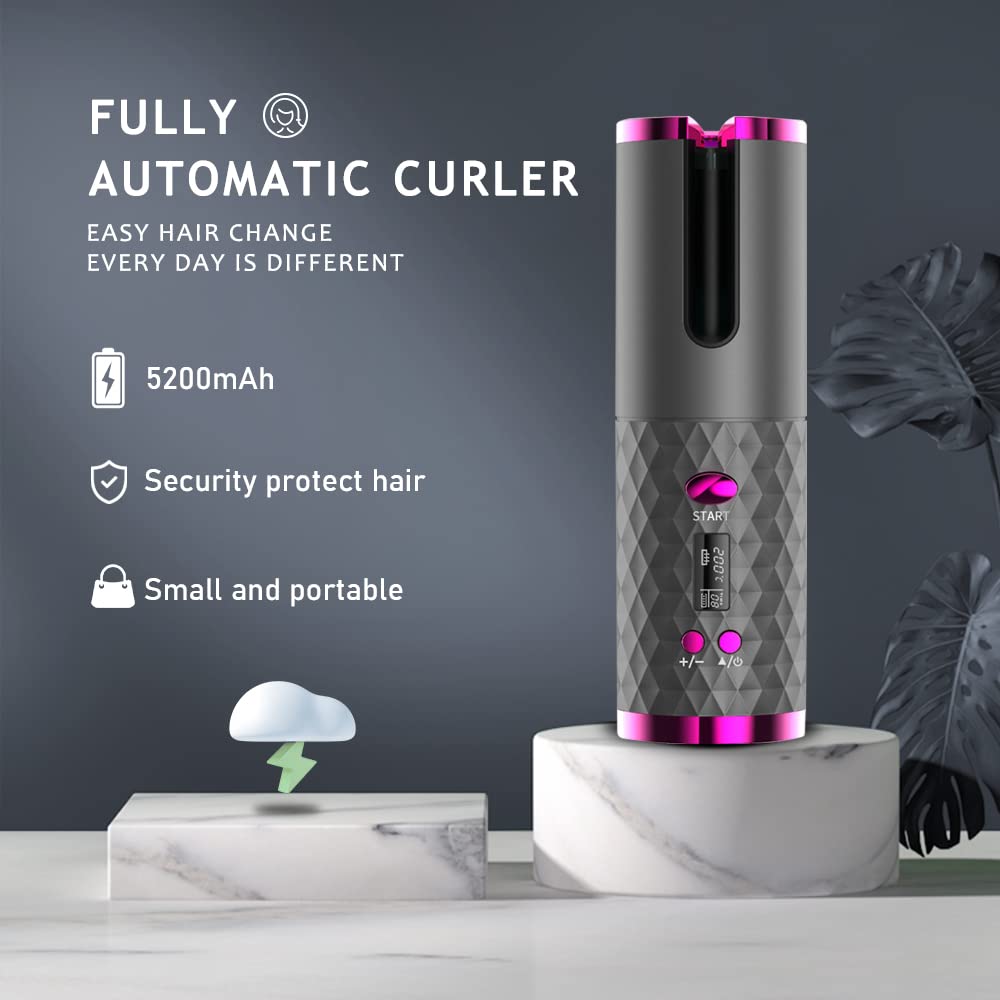 DOORTIAN rechargeable cordless curler with 5000mAh battery life.