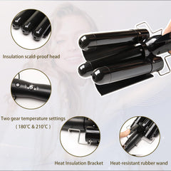 Dopheuor 32mm triple barrels image focuses on even heat and long-lasting curls.