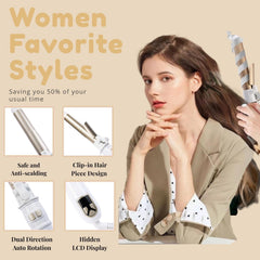 Dopheuor curling wand LED display showing temperature for precise styling.