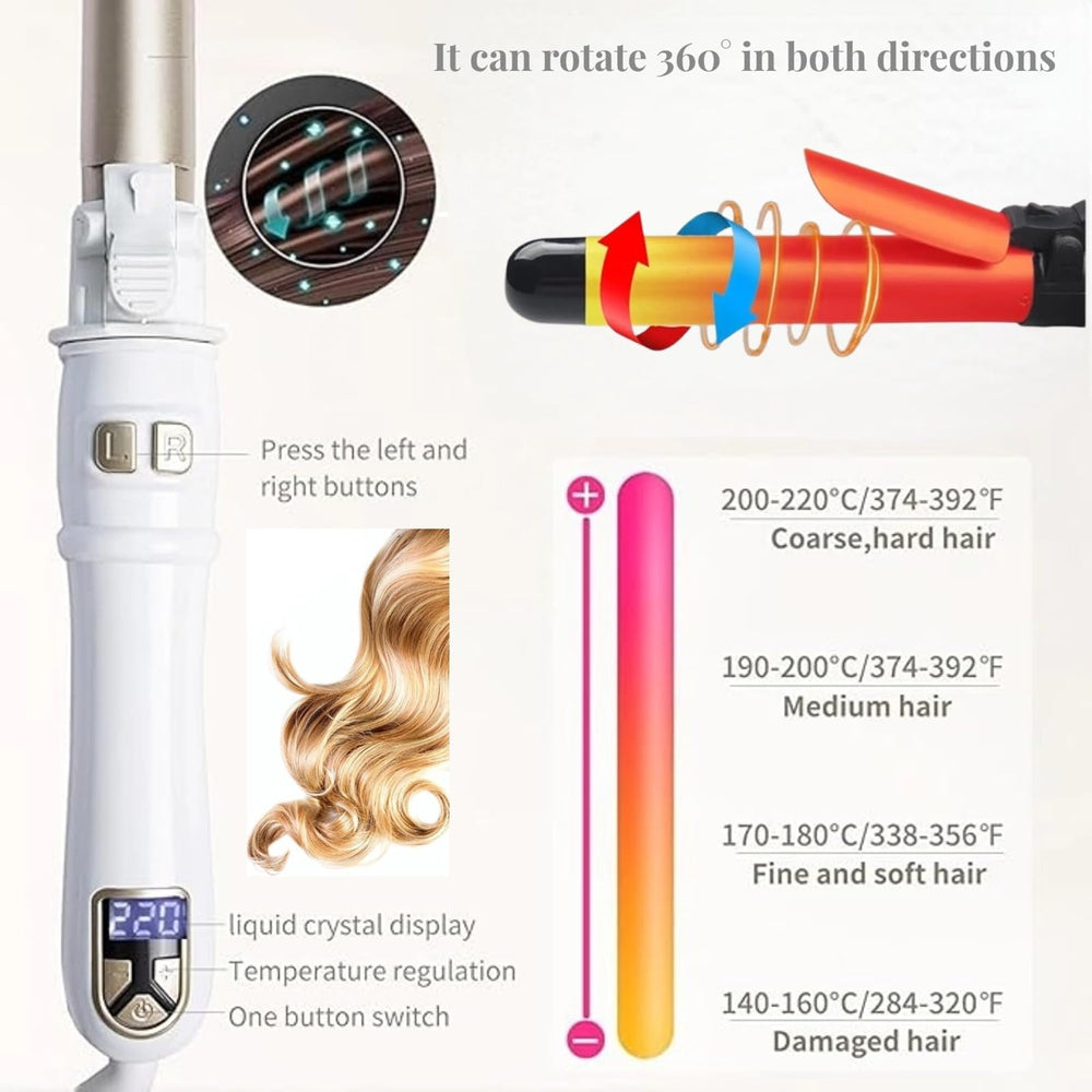 Dopheuor curling wand LCD temperature readout for personalized heat control.