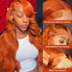 dorbess ginger orange 30in hd lace close-up reveals undetectable transparent lace