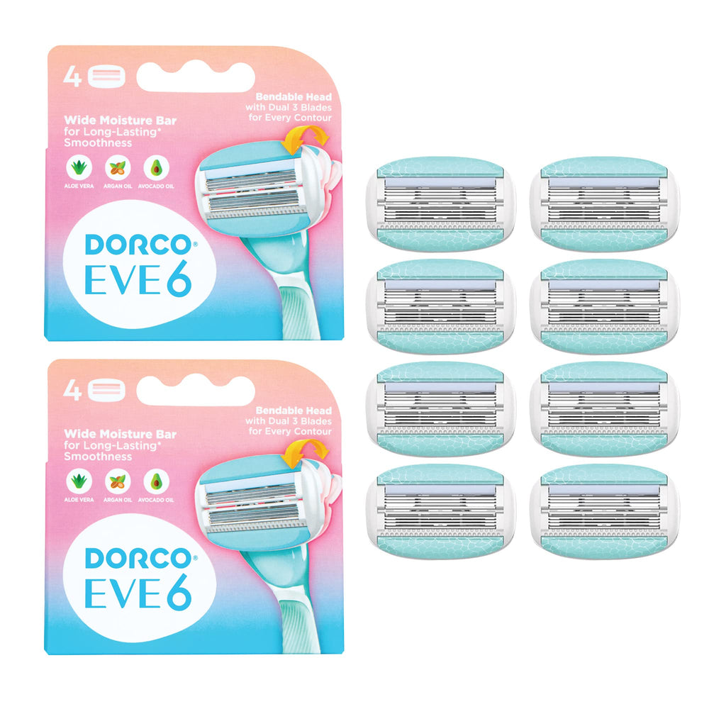 DORCO Eve pack of 6 razors in box for easy replacement and close shave promise