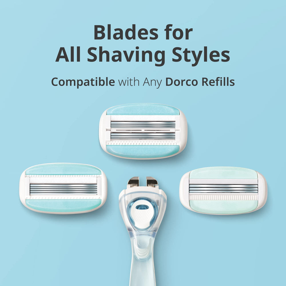 Dorco Eve6 dual moisture bar delivering extra lubrication during shaving.