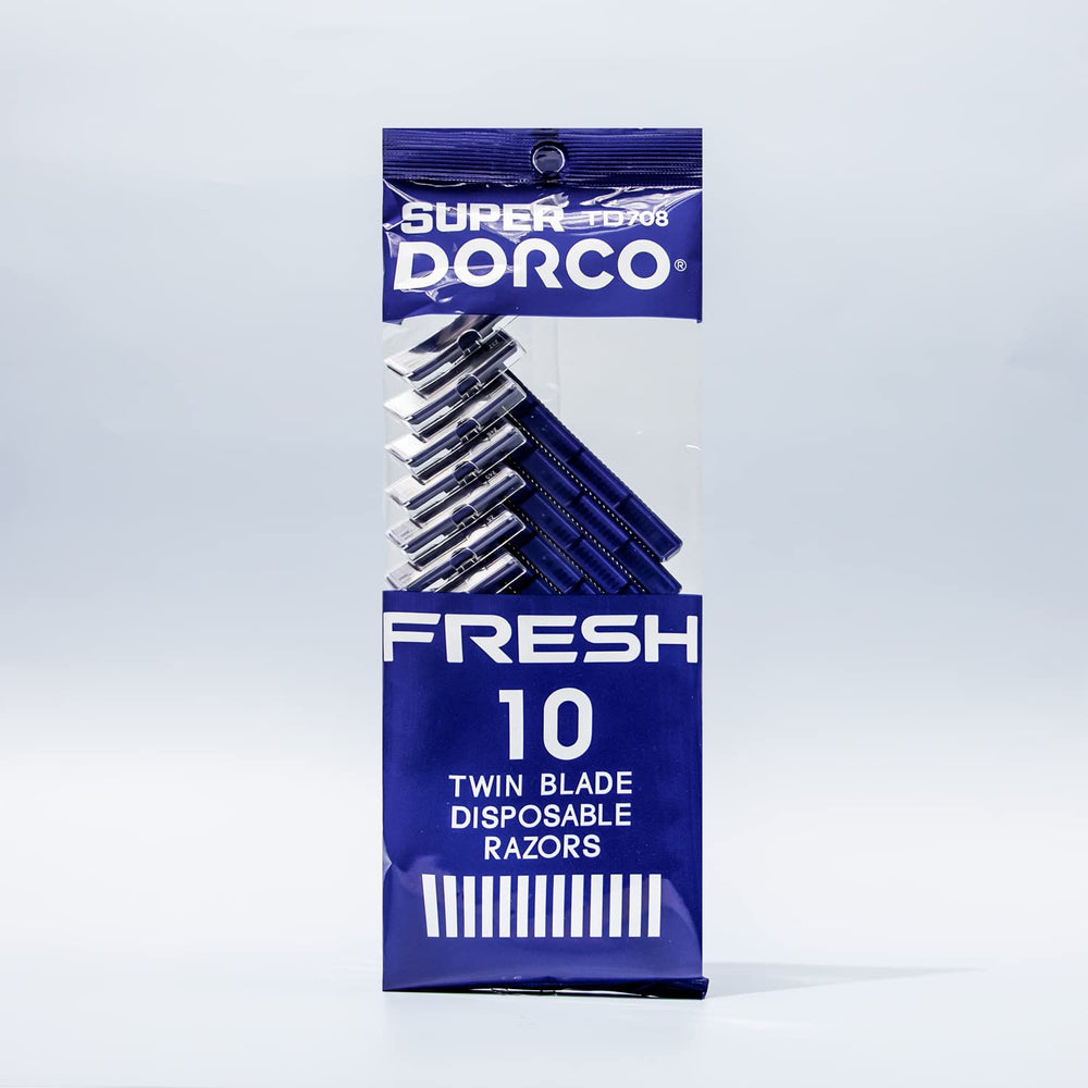 Dorco Fresh Twin Blade Razors Blade Closeup highlights sharp twin blades for a precise shave.