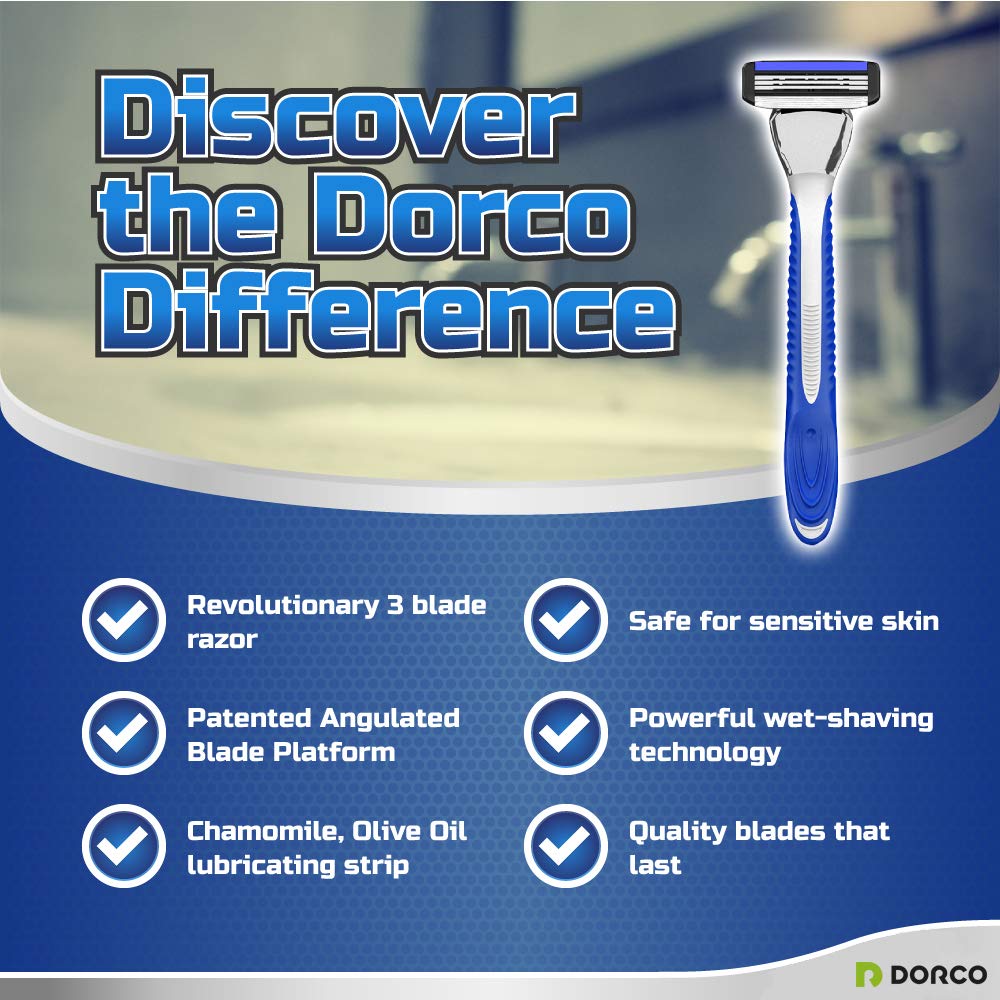 Dorco Pace 3 value-pack image highlighting 16 cartridges for bulk value and ready shaves.