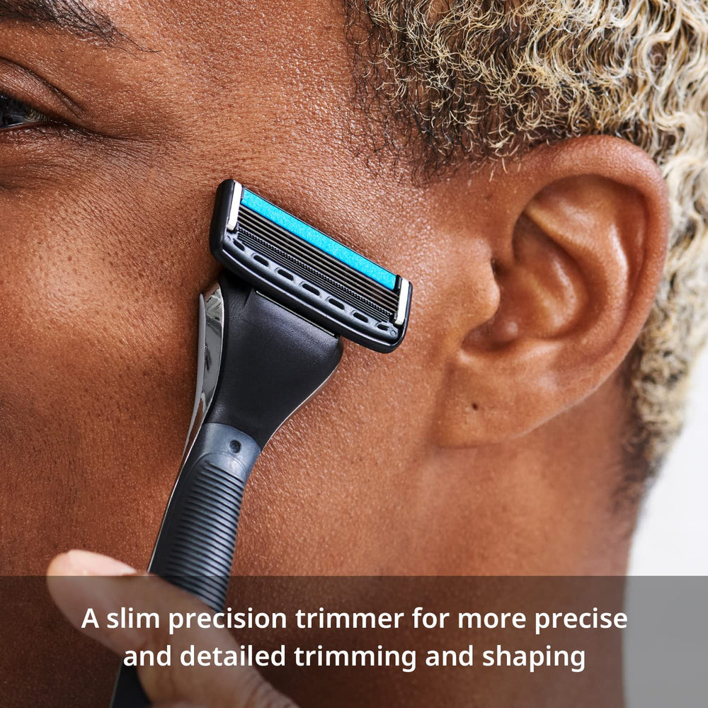 Dorco Pace 4 Pro guardbar demonstrates skin-guiding feature to reduce nicks.